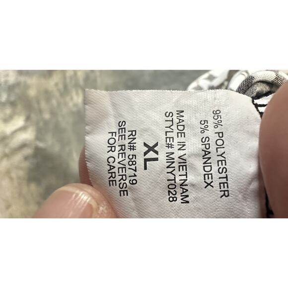 Notations Women’s XL Black White Geometric Print Top Gold Bar Neck Short Sleeve - Picture 5 of 7